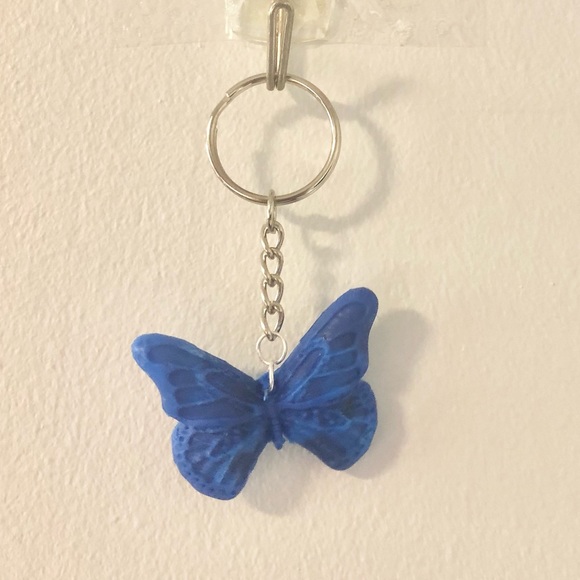 Blue Recycled Butterfly Keychain - Picture 1 of 3
